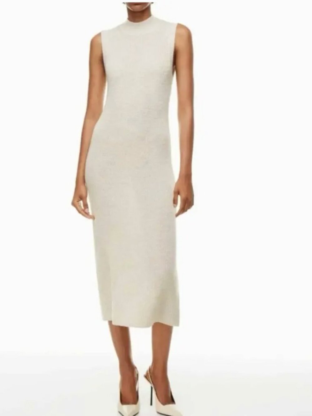 Babaton ARITZIA Aesthetica Merino Wool Sleeveless Sweater Midi Dress Cream - M